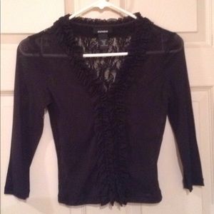 Black 3/4 Length Sleeve Women's Top